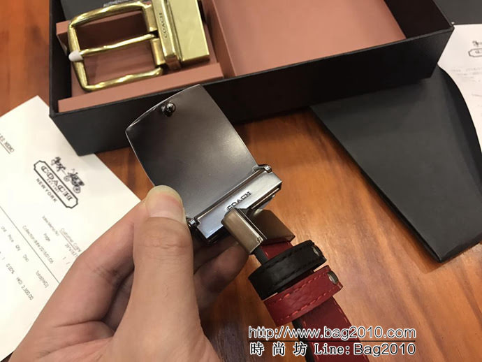 蔻馳 新款 男士雙扣裝 純銅電鍍皮帶扣 搭配官方專用頭層牛皮 男款皮帶  xfp1068